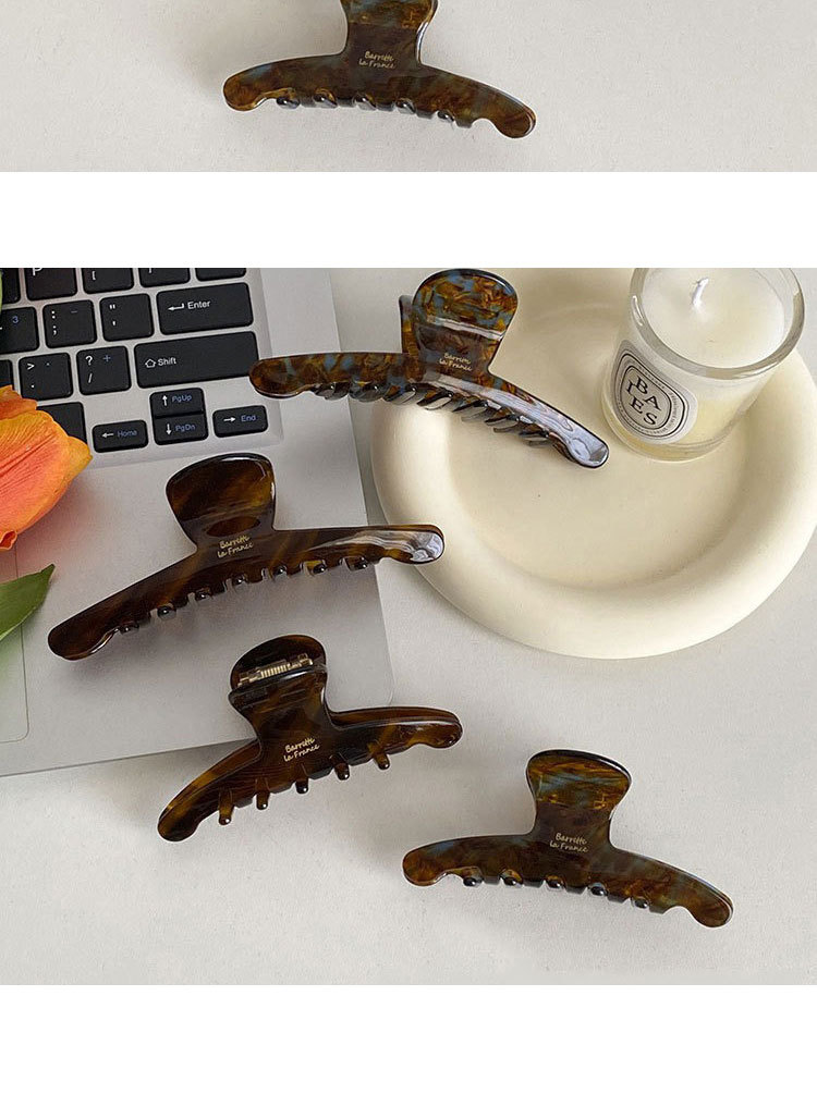 Korean france Gold label grab clip, updo, shark clip, acetate hair clip, women's summer hair accessory, semi-tied, high-end headwear pic 17