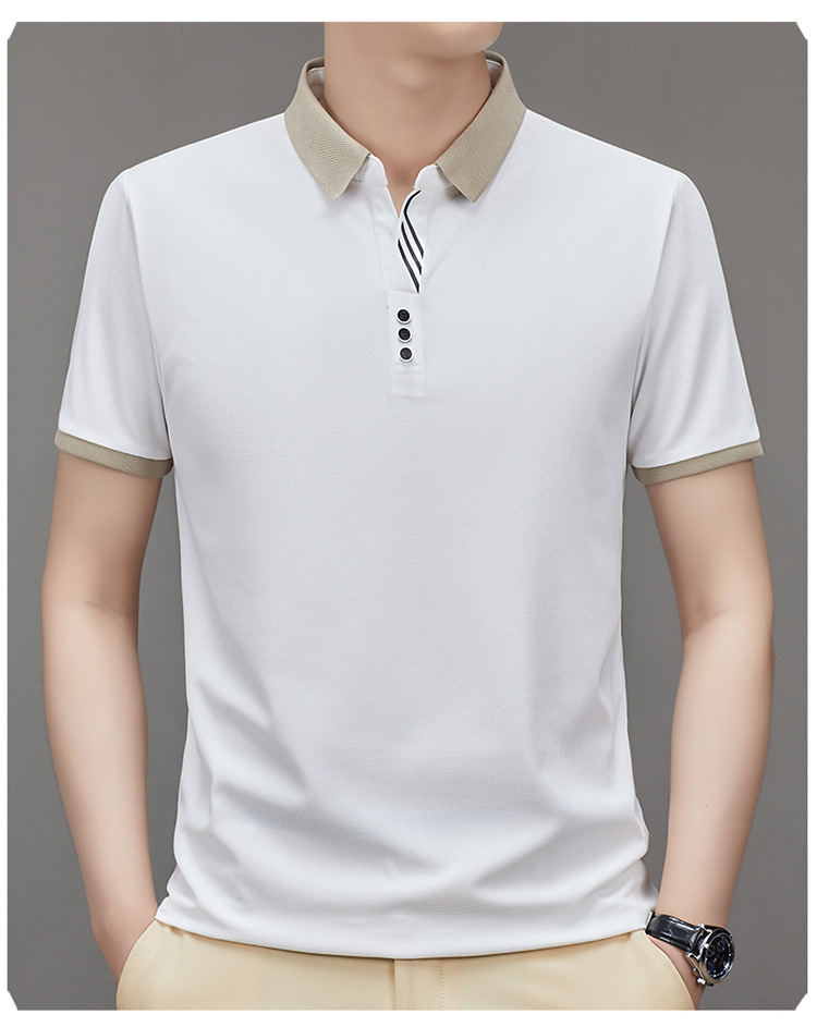 polo衫短袖男装2023夏季华夫格撞色男士时尚休闲T恤上衣一件代发详情21