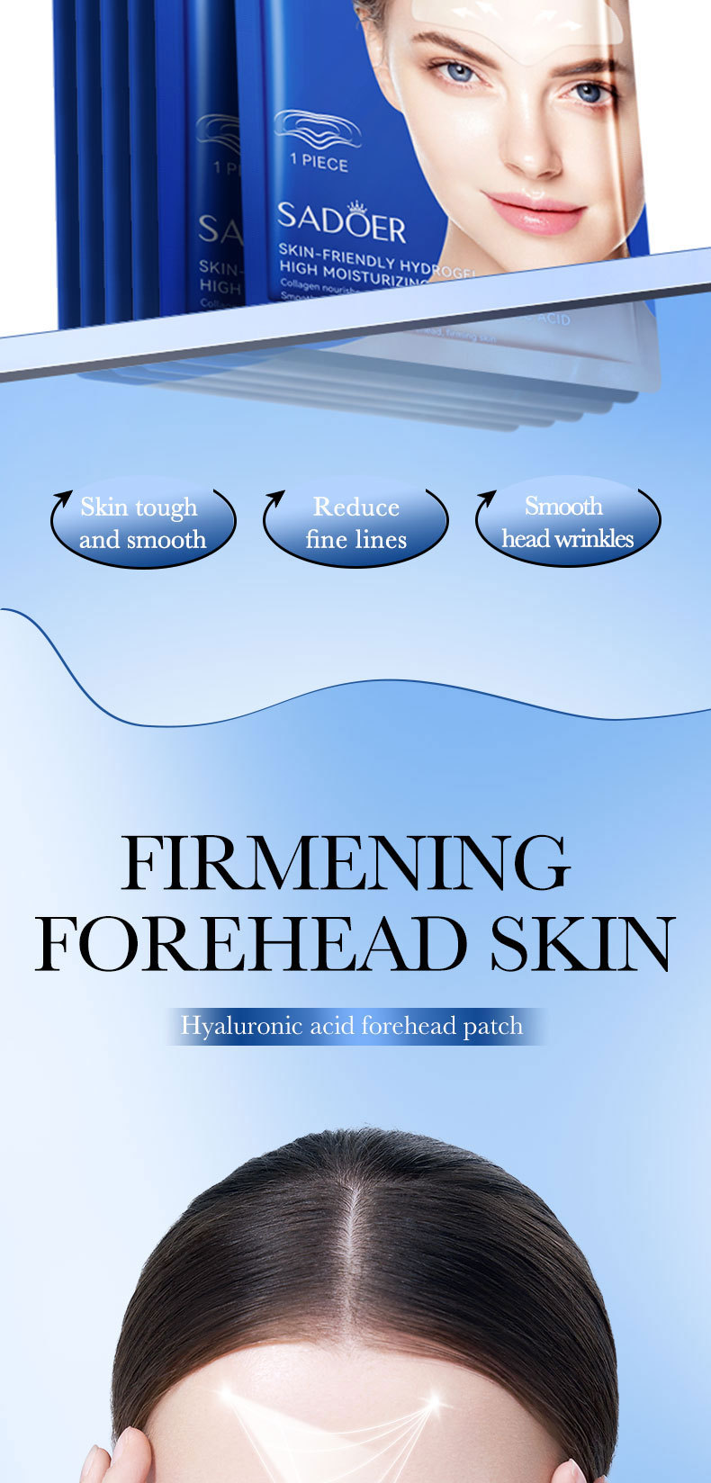All-english SADOER Hyaluronic Acid Collagen Firming Forehead Patches for improving forehead wrinkles. Cross-border export wholesale exclusively for export pic 18