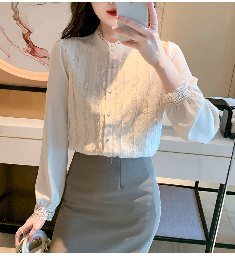 春款雪纺白衬衫女装春装2022年新款蕾丝上衣时尚气质洋气流行小衫详情25