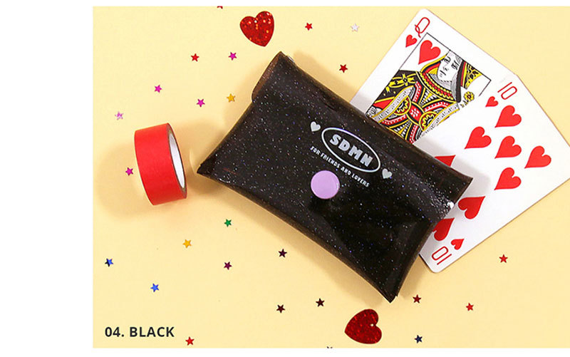 PVC transparent jelly bag, transparent three-dimensional makeup bag, custom-made LOGO printed crystal glitter, snap-on coin bag pic 13