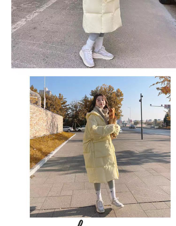 奶黄羽绒棉服女中长款2022冬新款韩版chic面包服宽松加厚棉衣外套详情20