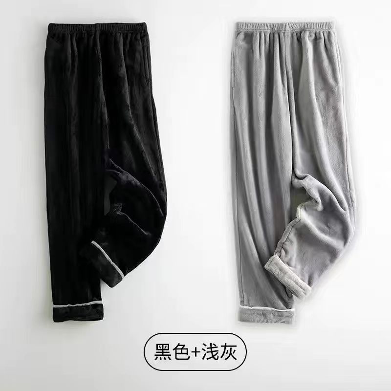 2条装加厚睡裤男法兰绒男士秋冬暖暖裤珊瑚绒大码家居保暖裤外穿详情19