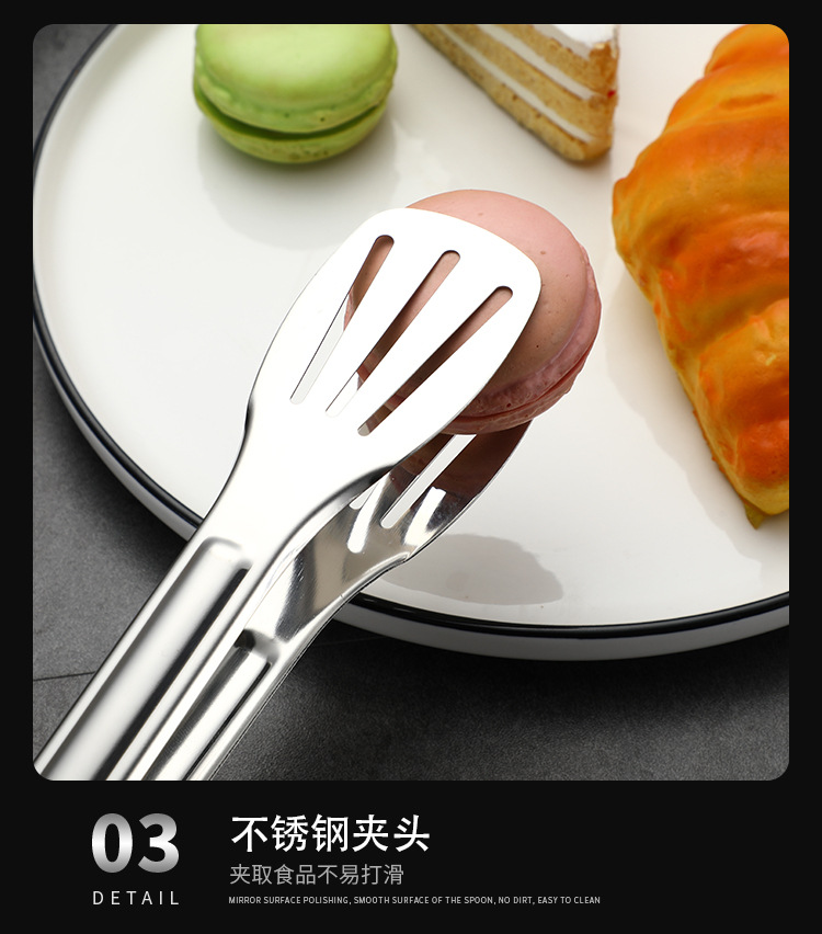 304 stainless steel food tongs, self-service fast food tongs, barbecue, baking bread, grilled meat, fried steak food tongs, meal tongs pic 8