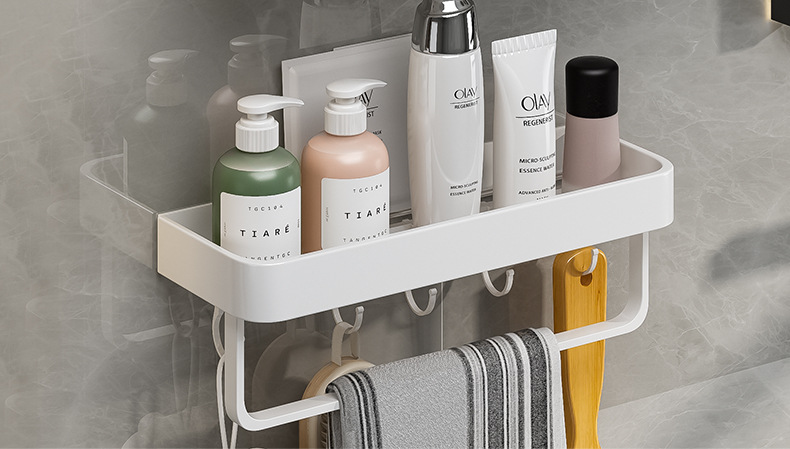 白色免打孔浴室卫生间置物架壁挂式厕所洗手间洗漱台毛巾收纳墙上详情16