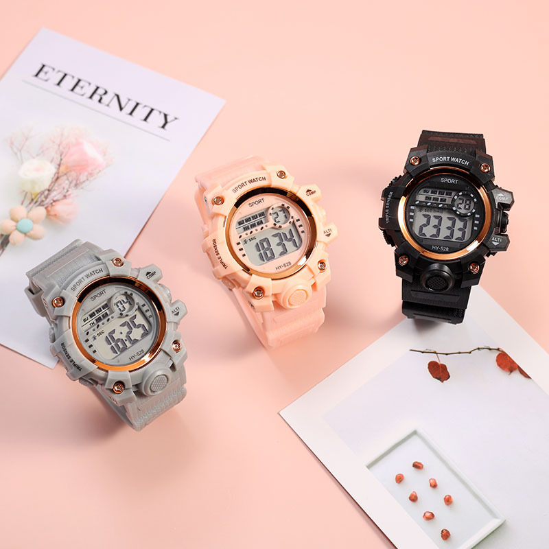 新款韩版时尚男女生多功能电子表中小学生运动闹钟夜光LCD电子表详情5