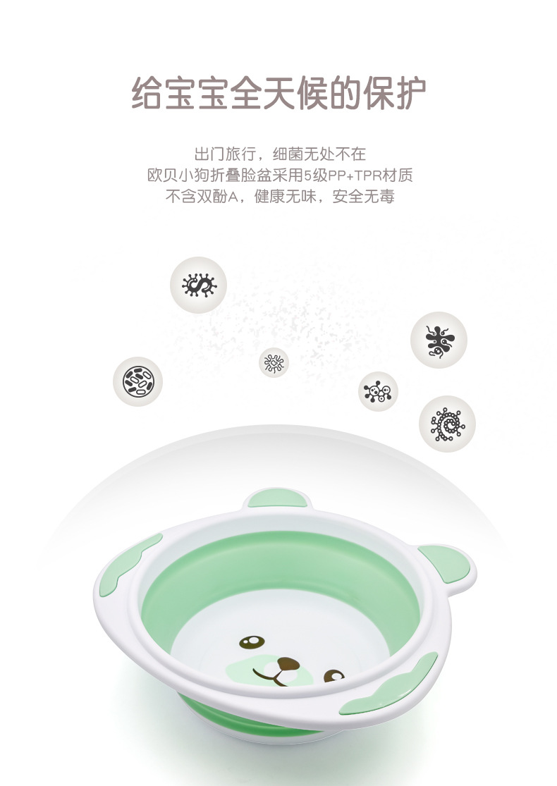 Portable panda foldable baby washbasin, baby washbasin, PP basin, household basin, baby products pic 2