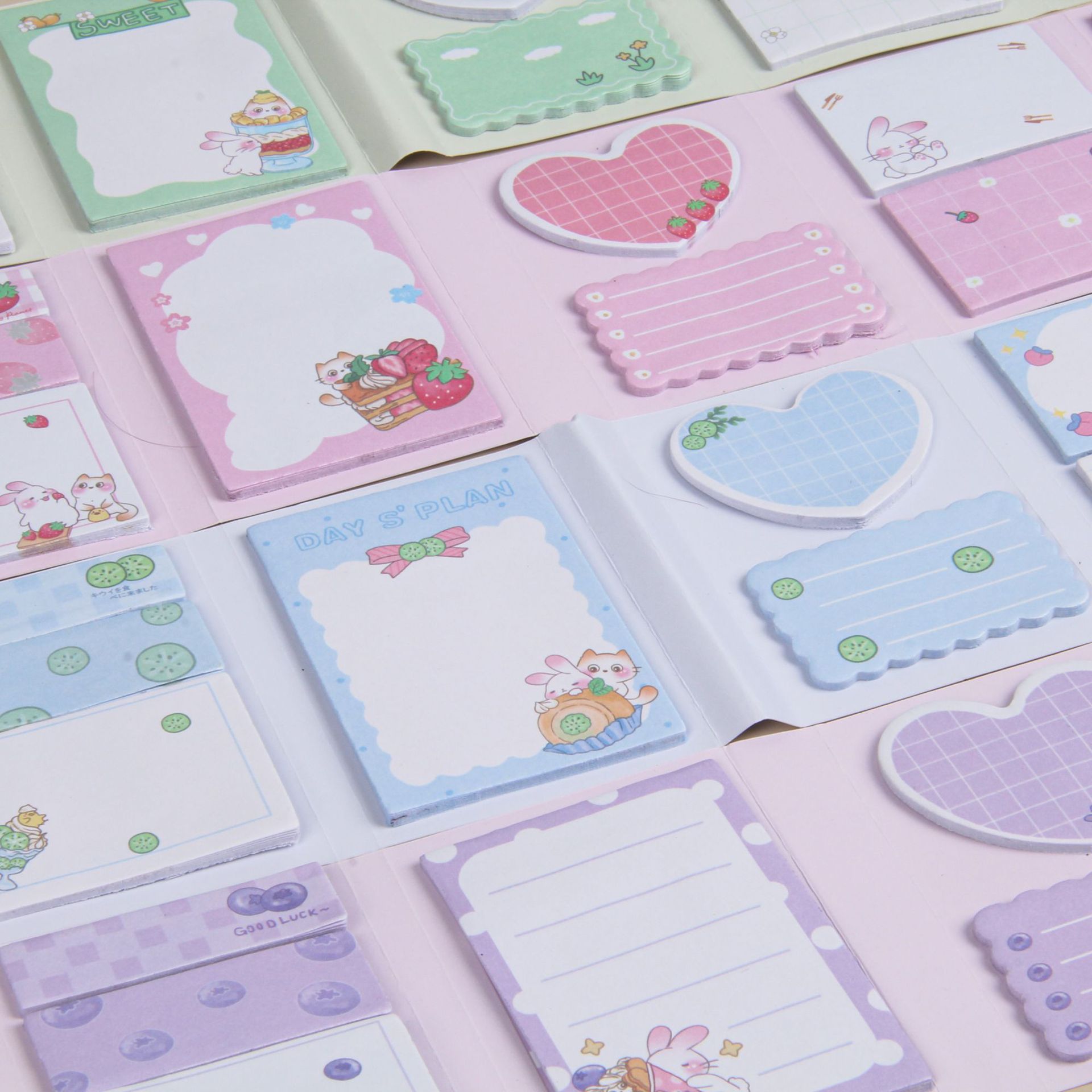 Customized creative cartoon sticky notes, cat and rabbit combination sticky notes, custom-made cute sticky note stickers, wholesale index stickers pic 4