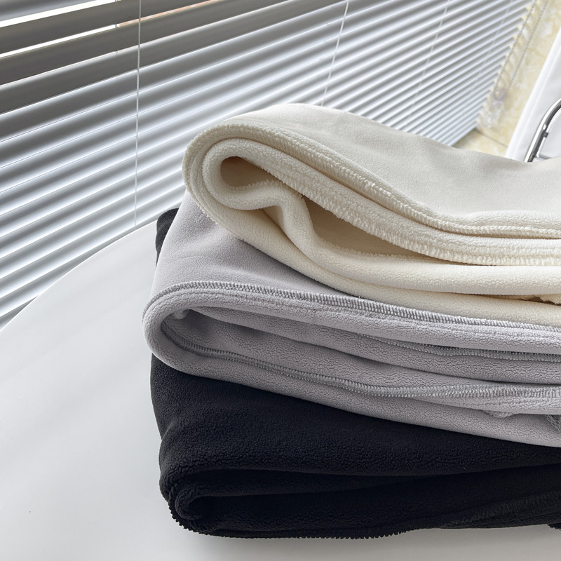 Beige fleece and thickened casual sweatpants for women, loose and slimming cotton pants, soft and warm radish pants pic 5