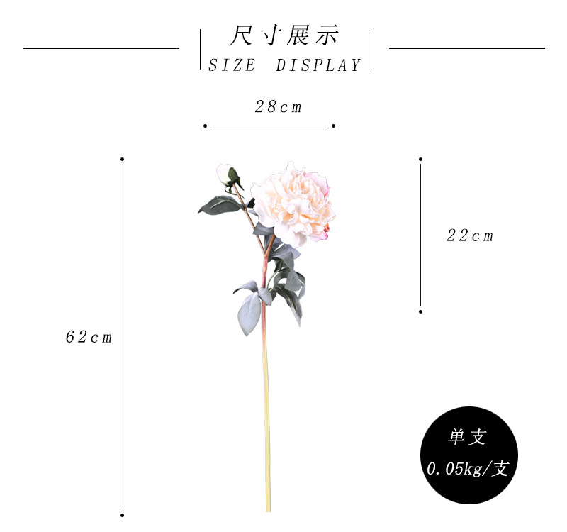 Factory direct sales of 2 simulated peonies, retro charred edge simulated peonies, soft decoration floral art for living rooms, lobbies and homestays pic 21