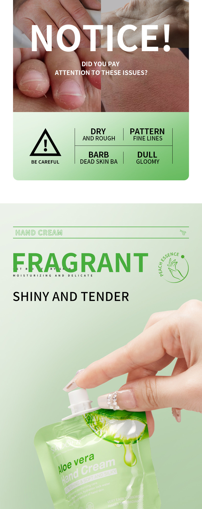 SADOER all-English plant-based bagged hand cream, avocado aloe vera Moisturizing, nourishing and refreshing, cross-border export wholesale pic 4