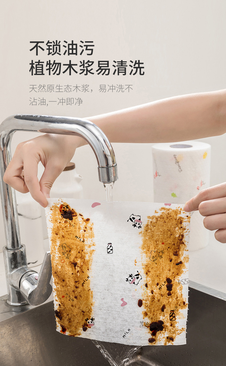 Wholesale absorbent and thickened kitchen paper, dry and wet dual-purpose, non-stick, disposable lazy cloths pic 37