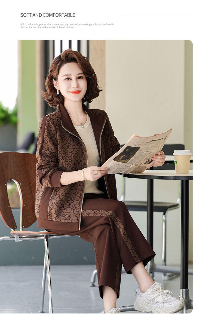Madre de edad media otoño traje 2024 nuevo medio y viejo mujer otoño chaqueta casual abrigos moda ropa deportiva pic 28