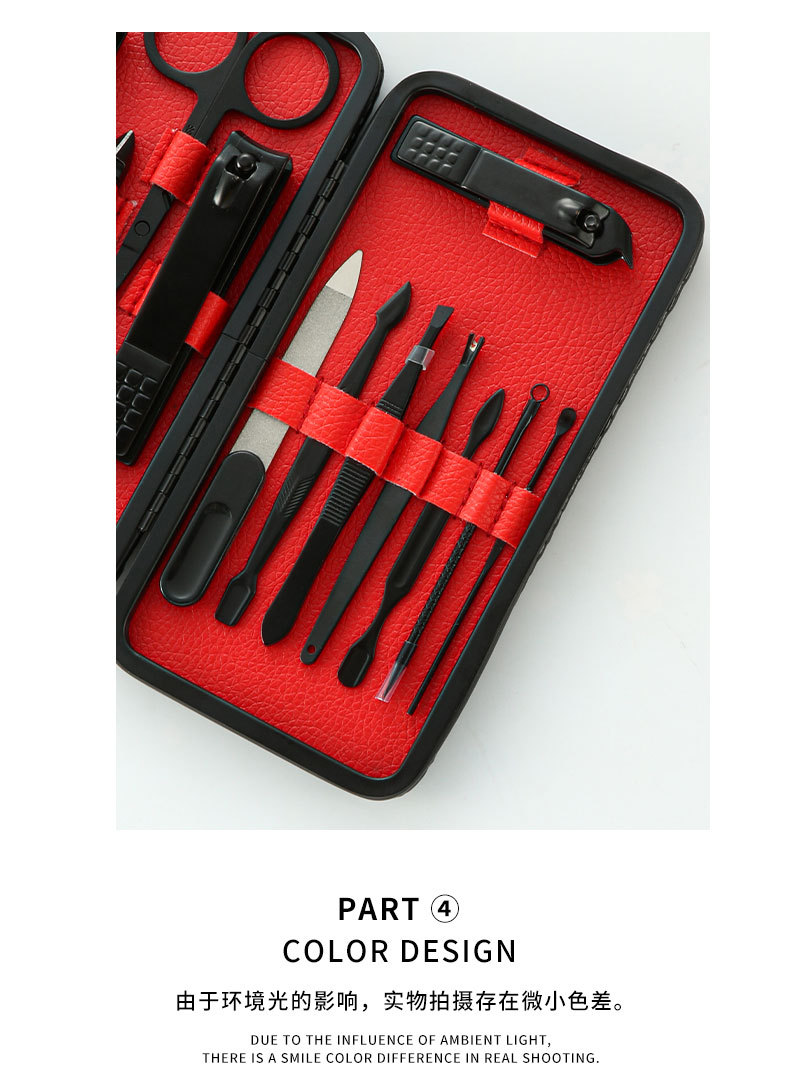 Black nail clipper set of 12 pieces, high-carbon steel nail clippers, contouring set, custom nail and manicure tools, shanilak pic 4