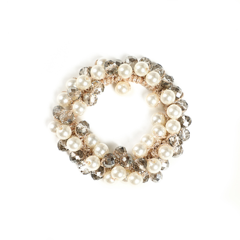 New pearl hair tie Korean style fashionable hair band, elastic crystal hair tie bracelet, forest-tied hair band in stock pic 12