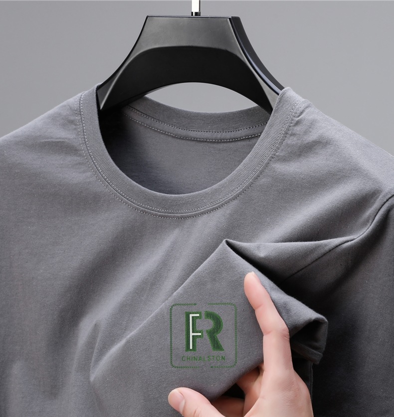 精梳棉夏季新款100%纯棉简约百搭男士t恤圆领字母印花透气短袖男详情20