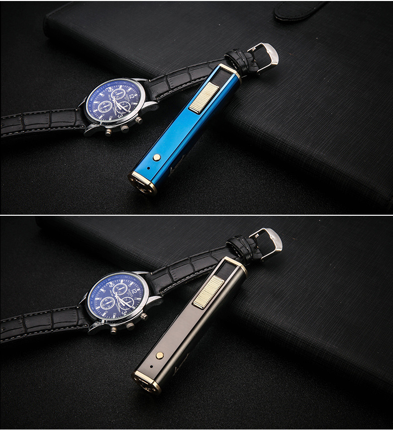 Personalized and creative cylindrical USB charging double-sided cigarette lighter with emergency lighting pic 18