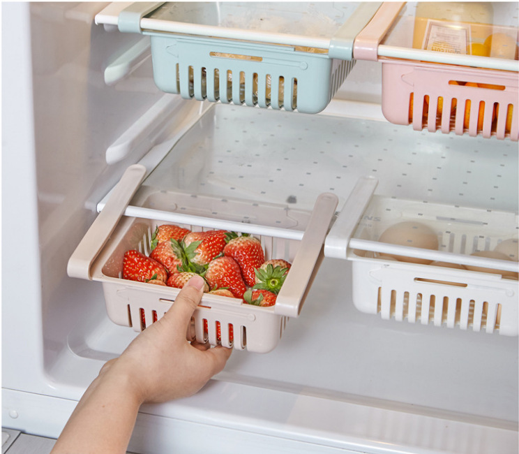 The refrigerator retractable storage basket can drain water for easy cleaning. The living room and bedroom can use storage baskets for cosmetics, stationery and sundries pic 37