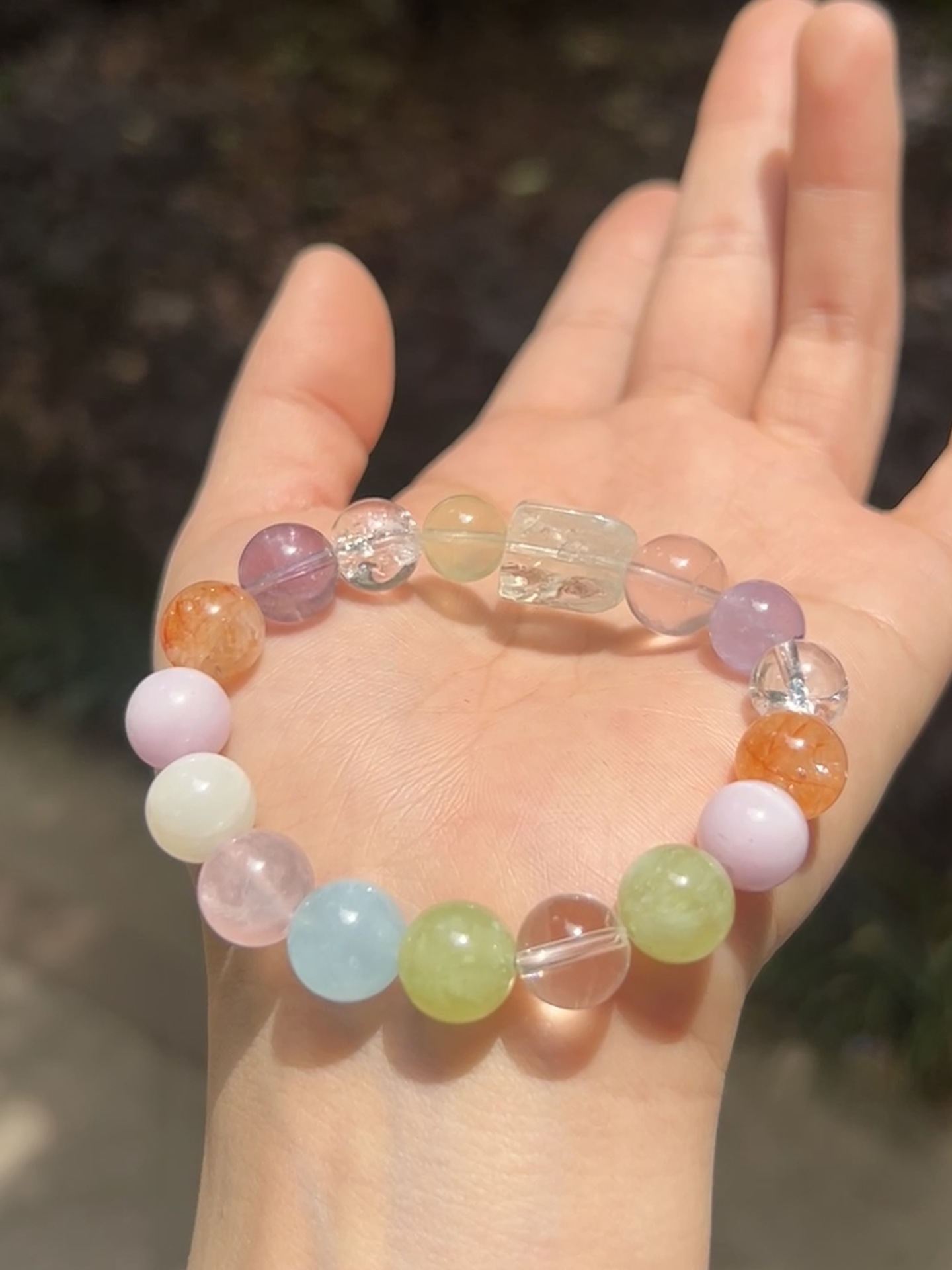 Natural crystal bracelet, large multi-treasure amethyst aquamarine red gel flower single-ring bracelet, simple live streaming wholesale pic 6