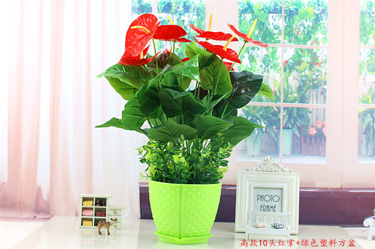 批发绿植红掌假花客厅装饰绿色植物落地塑料假花摆设盆栽绢花盆景详情14
