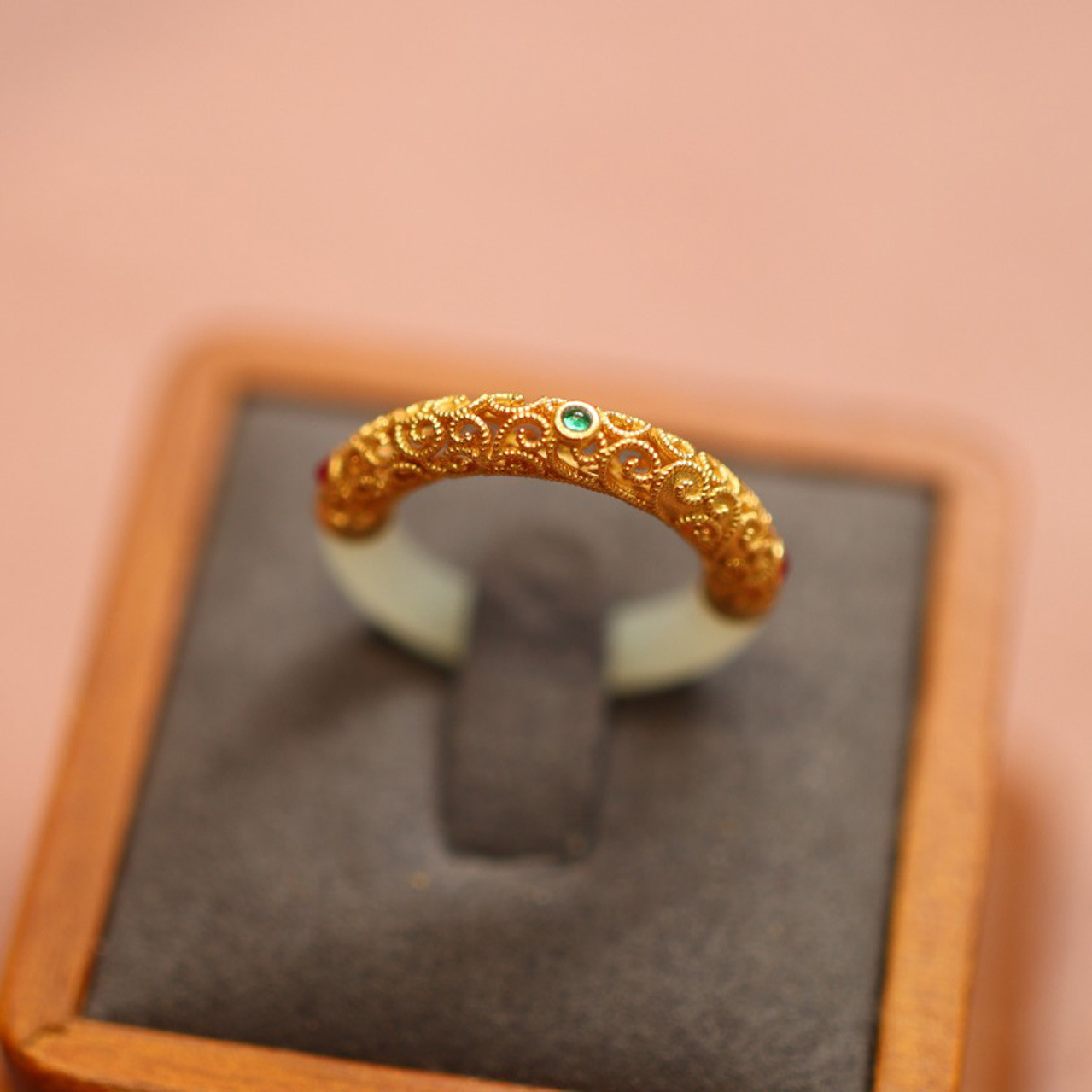 Natural jade A-grade carved ring for men and women, 925 silver thread inlaid with ancient method hollowed-out ring, retro court style pic 24