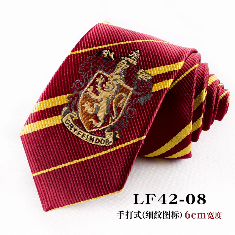哈利波特领带格兰芬多斯莱特林拉文克劳赫奇帕奇学院条纹徽章领带详情17