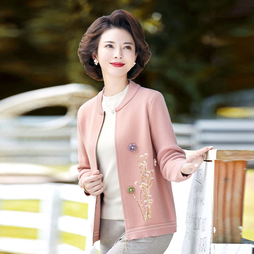 妈妈夏装针织短袖T恤衫中年妇女纯色上衣中老年人洋气翻领打底衫详情2