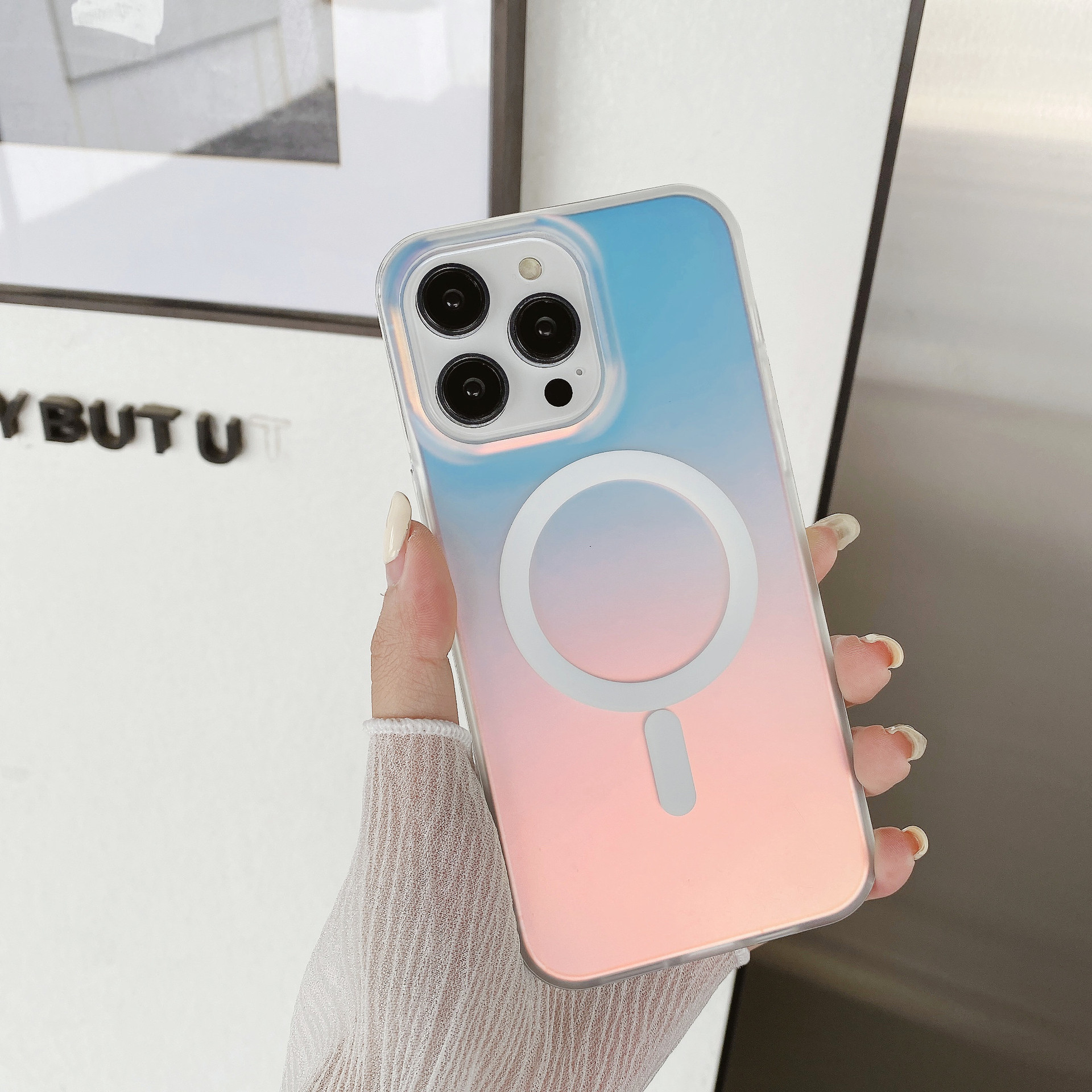 JT magnetic phone case for iPhone 15, laser iPhone 14 Pro Max, colorful chameleon 11, matte case 13 pic 13