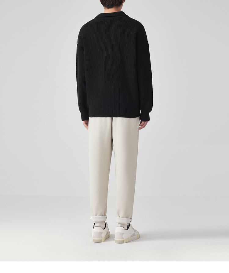 墨麦客开V翻领宽松针织衫男2024冬季款简约纯色休闲男士毛衣20545详情24