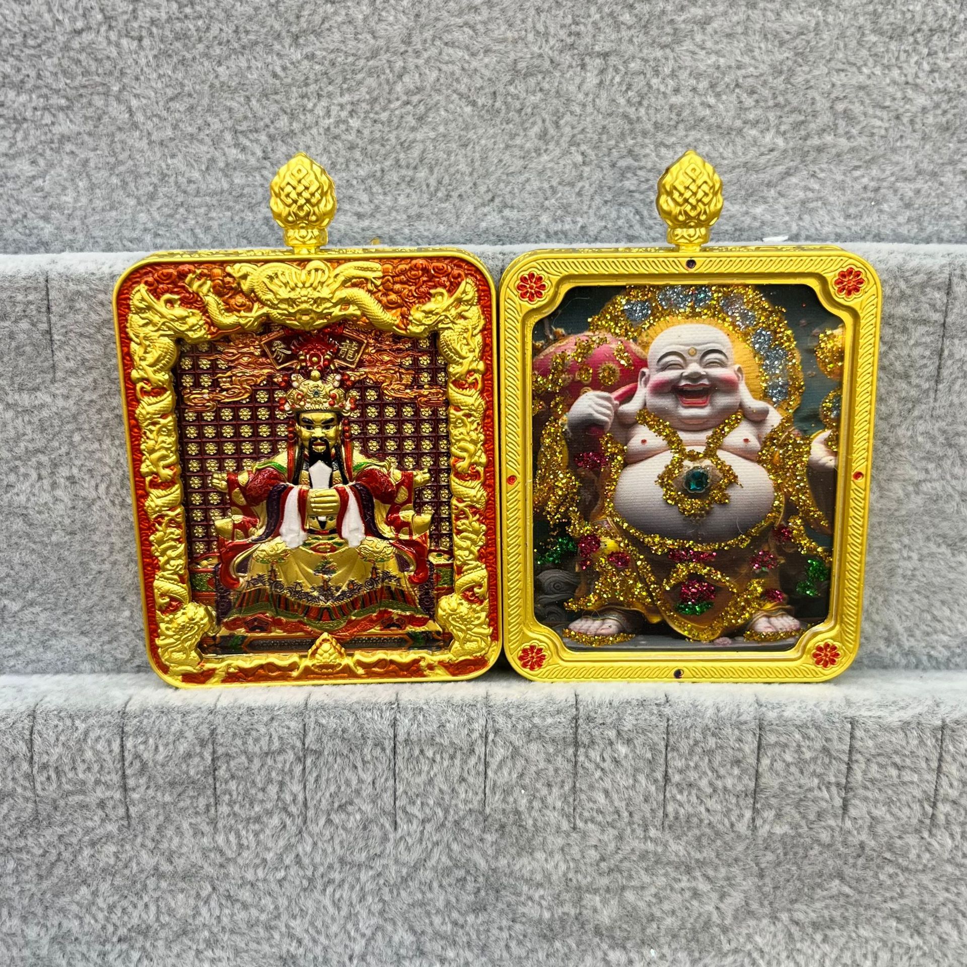 五台山唐卡浮雕双面款立体龙五爷吞金兽双面唐卡前世今生项链吊坠详情11