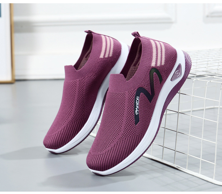 2023新款飞织一脚蹬袜子口休闲女鞋按摩底透气妈妈鞋健步运动鞋详情46