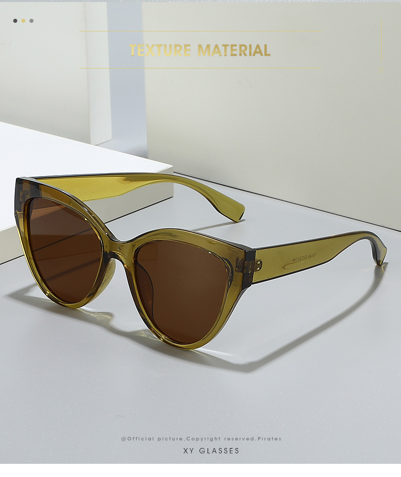 2024 New cross-border color-blocking sunglasses for women with large faces to look slimmer, cat-eye fashionable and versatile sunglasses for sun protection and shading pic 2