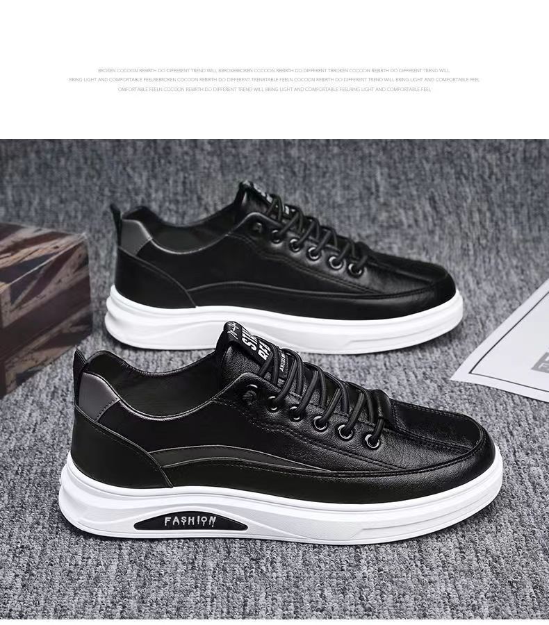 皮鞋休闲男款百搭男鞋春秋潮流低帮平板鞋男士小白鞋软底皮鞋男款详情17