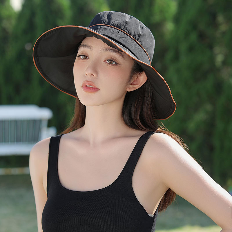 新款渔夫帽帽子女春夏女款度假遮阳帽大檐优雅蝴蝶结夏季防晒帽详情2