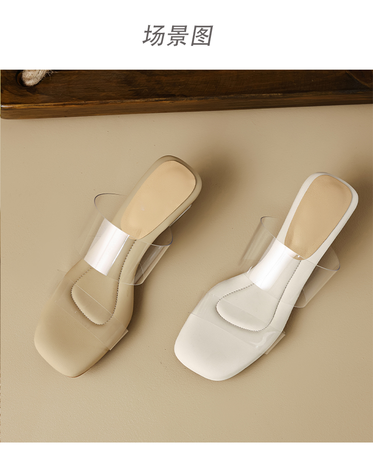 踩屎感~ 透明凉鞋女2024年夏季新款高跟鞋粗跟露趾水晶跟凉拖外穿详情15