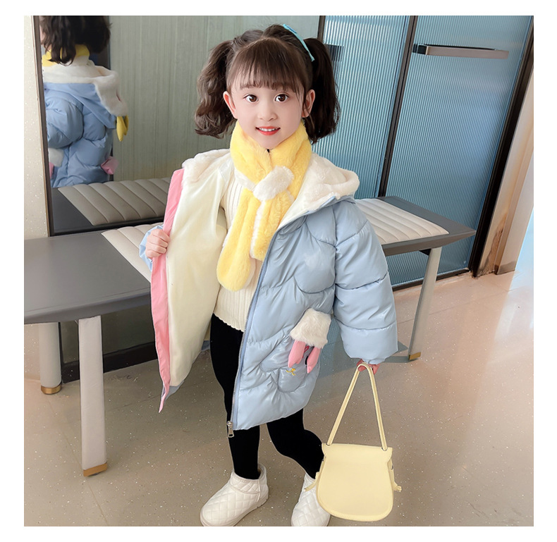 Thickened cotton-padded jacket for girls 2023, stylish deer antler cotton-padded jacket, long coat for little girls, winter cartoon cotton-padded jacket pic 15