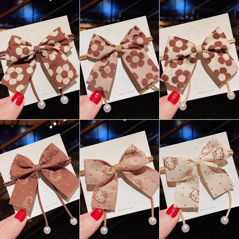 轻奢风奶茶色蝴蝶结发圈 ins韩版新款发绳少女扎头发皮筋头绳头饰详情9