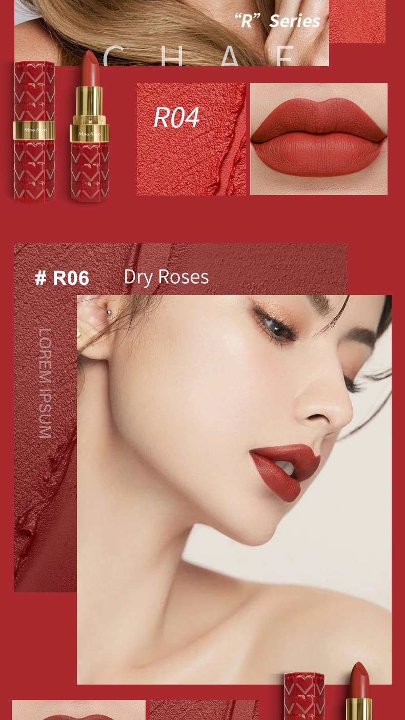 跨境彩妆 MAXFINE18色口红套装批发雾面哑光不粘杯不掉色lipstick专供外贸详情5