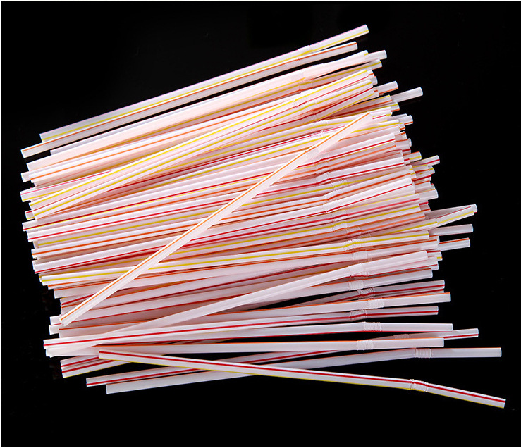 Disposable colored elbow plastic 100-piece straws that can be bent and lengthened for juice drinks, milk tea and soy milk pic 4