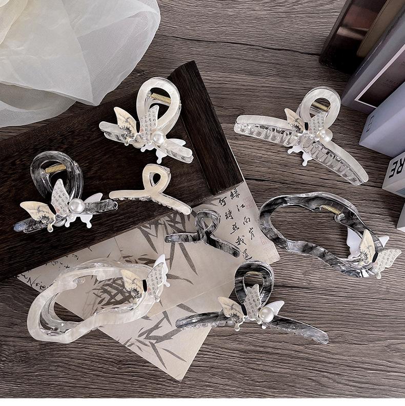 新款发饰抓夹云朵仿古风亚克力材质大号后脑盘发夹一字款头饰发卡详情1