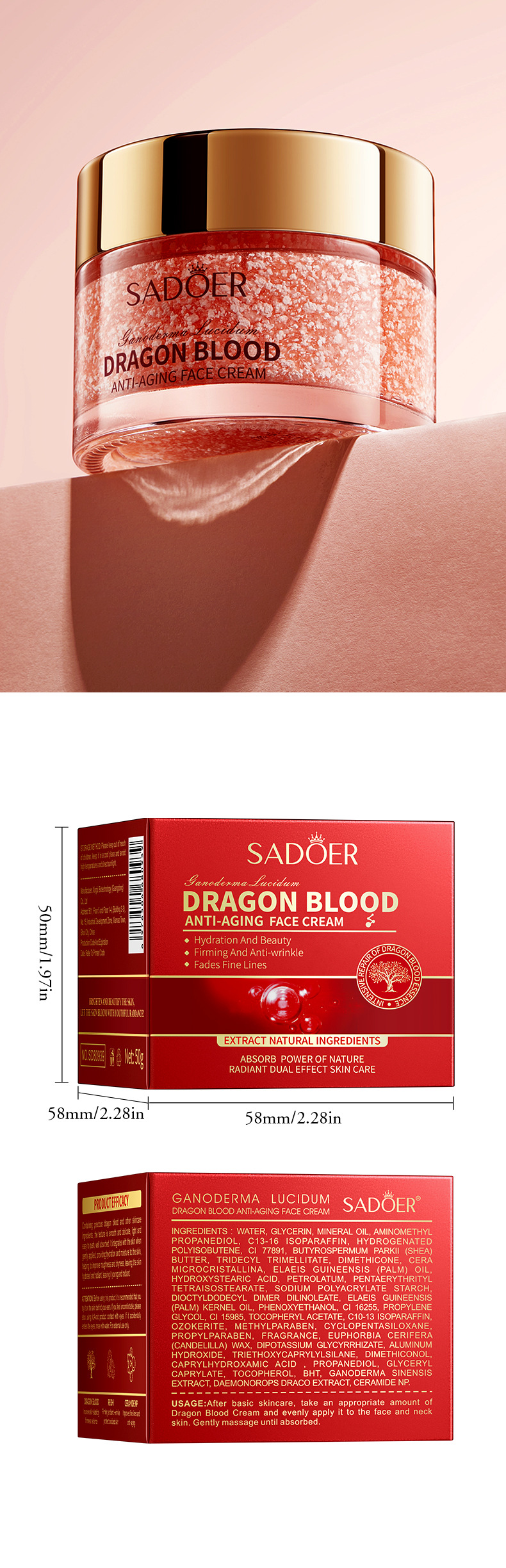 SADOER Ganoderma lucidum Dragon Blood Face Cream is exclusively for cross-border export pic 23