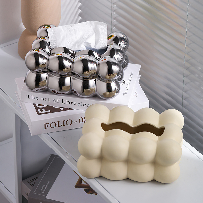 High-end and stylish ball tissue box, InS-style bedside tissue storage box, new niche minimalist ceramic paper tissue box, high appearance level, cute ball tissue box, high-end and light luxury living room coffee table, napkin decoration, tissue box for home use pic 5
