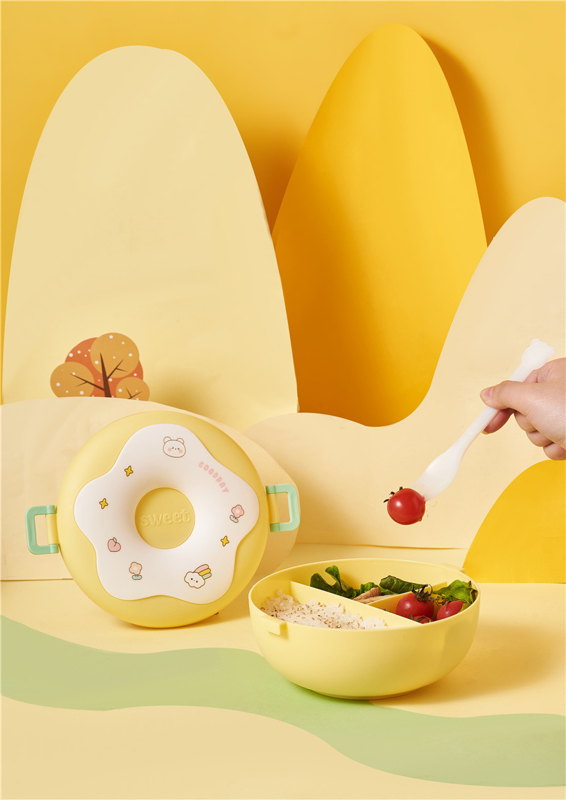 Donut lunch box, cute children, large-capacity compartments, baby food box with lid, portable student lunch box, PP bento box pic 8