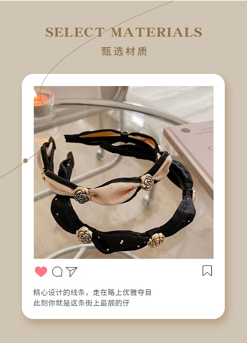 Wholesale of new Korean-style retro camellia headband, French chanel-style side bangs, small hair accessory, facial cleansing headband pic 3