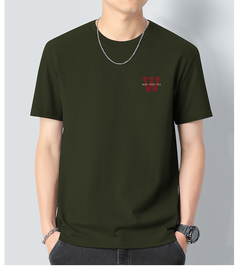 Heavyweight pure cotton short-sleeved T-shirt for men 2024 Summer New trendy youth long-staple cotton half-sleeved all-cotton body T-shirt for men pic 28