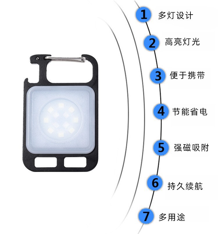 Red, white and blue three-color auto repair work light, strong charging lighting, led maintenance car light, magnetic adsorption mini flashlight pic 5
