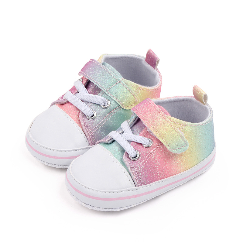 New colored canvas baby shoes with anti-slip soft soles and glitter pink for toddlers aged 0-1, wholesale 2790 pic 9