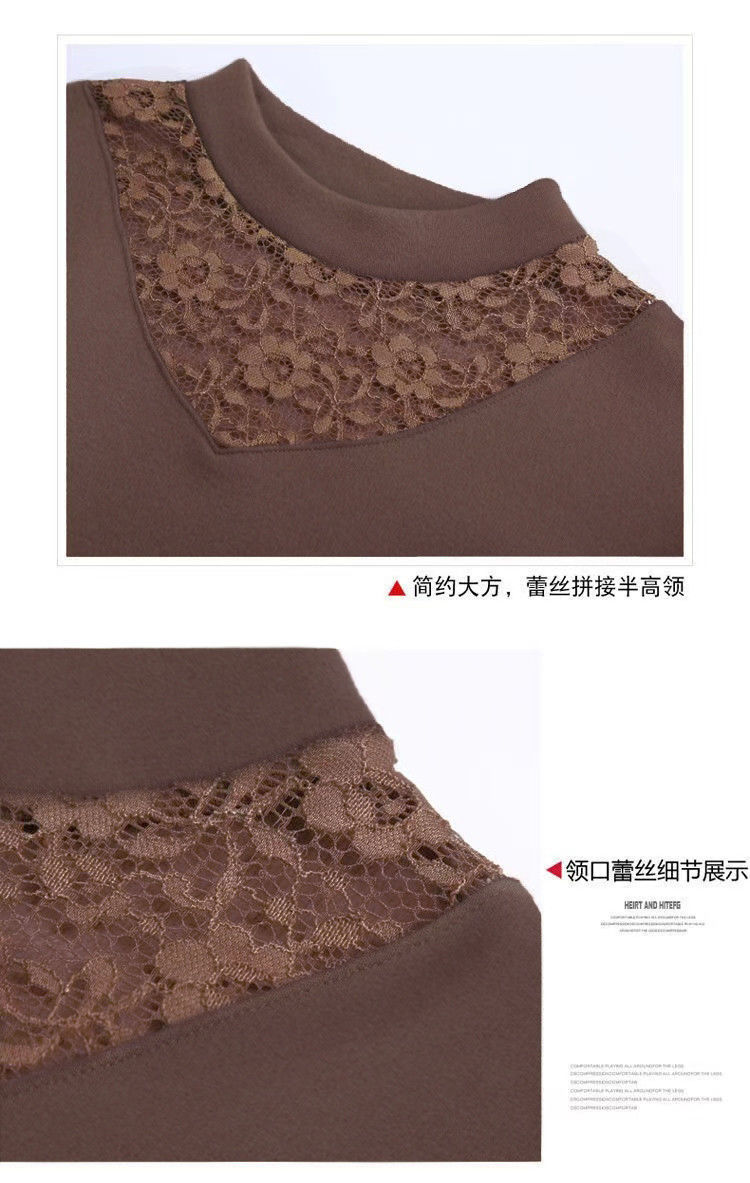 一件代发双面德绒蕾丝半高领打底衫秋冬季修身显瘦设计感保暖上衣详情8