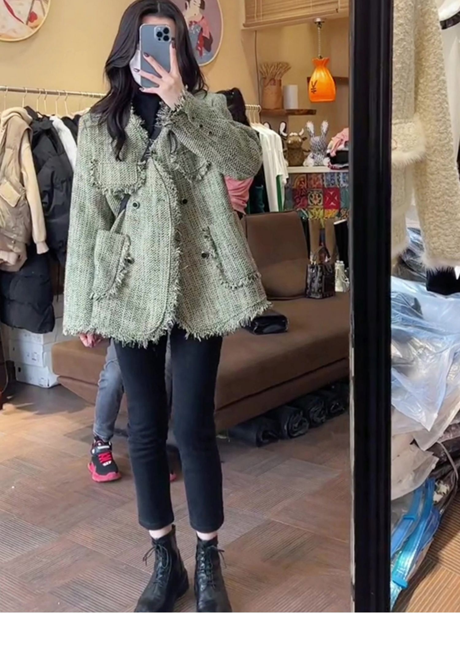 A new Korean-style loose tassel and small Chanel fringed thickened coat for women in the autumn and winter of 2023 pic 16