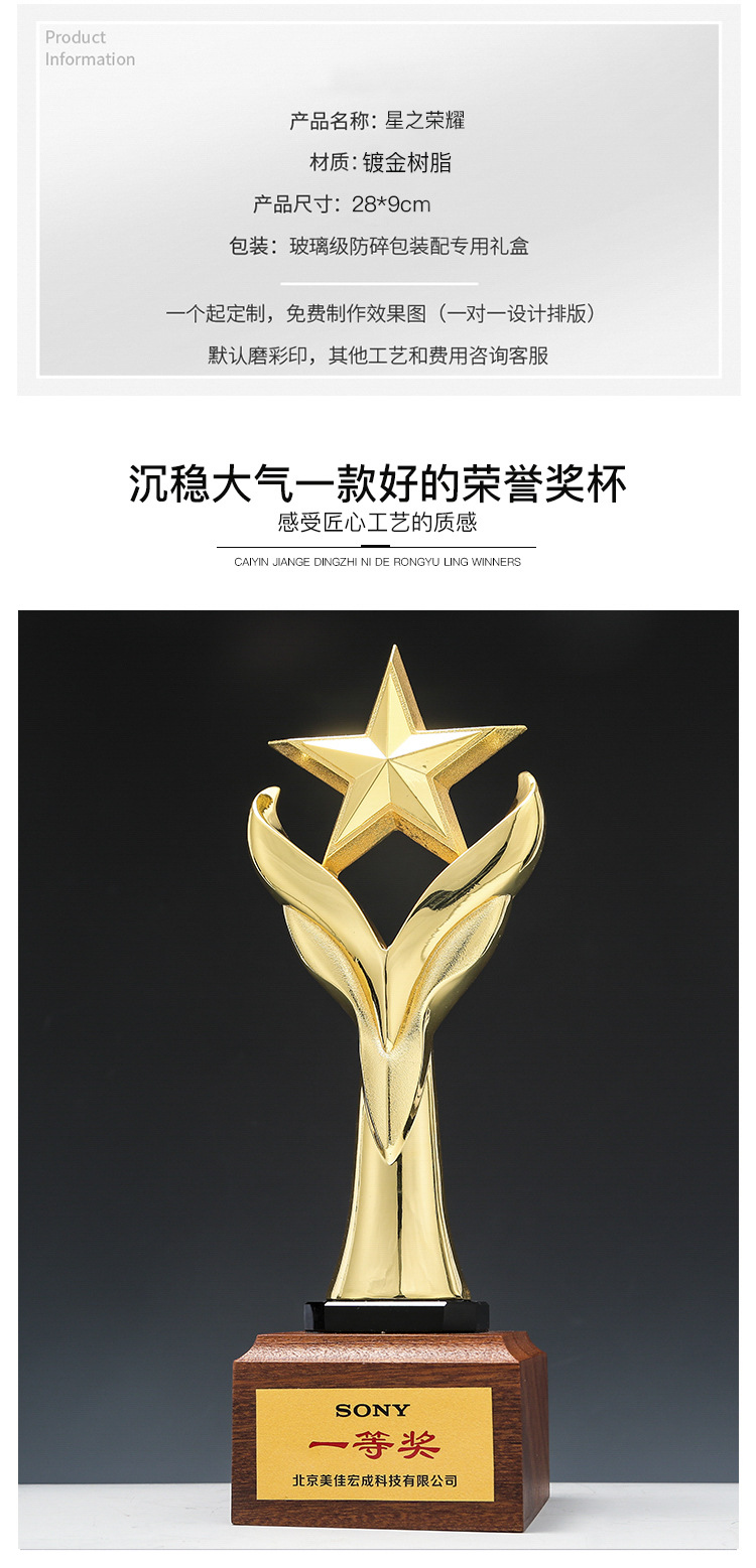 Customized creative crystal trophies, metal and solid wood trophies, student and outstanding employee annual meeting honor award gifts, Xiangyu Crystal pic 2